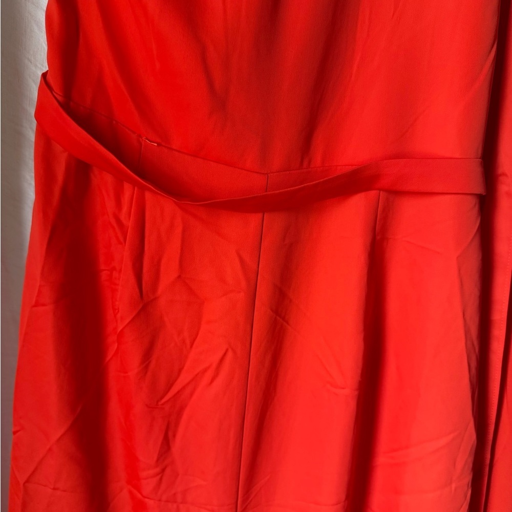 Rene Ruiz Bright Orange Red One-Shoulder Draped Evening Gown Flowing Cape Prom - Picture 7 of 8